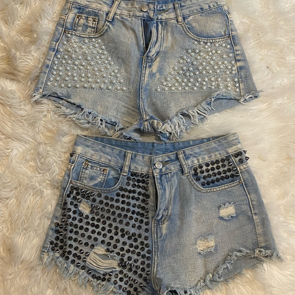 Embellished shorts. Jeans